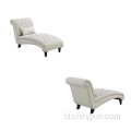 Tombol Tufting Sofa Chaise dengan Kayu Solid Abu-abu Abu-abu